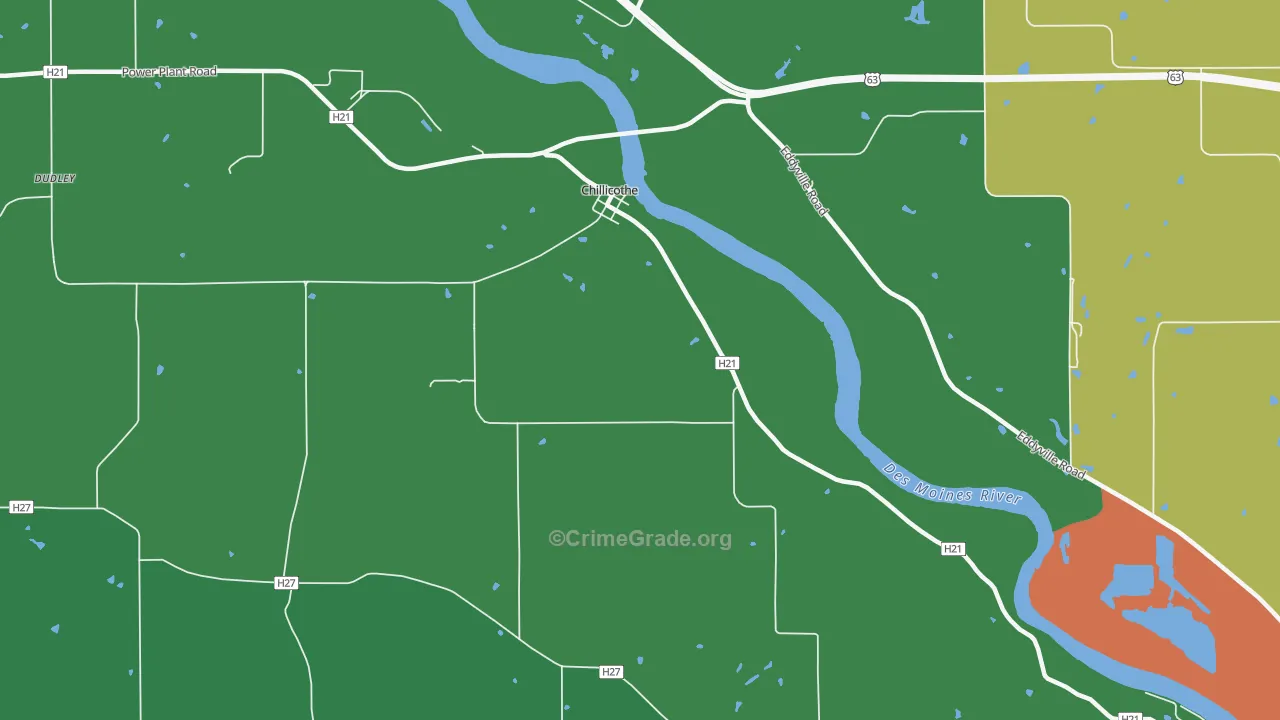 Chillicothe, IA Map of Vandalism Rates