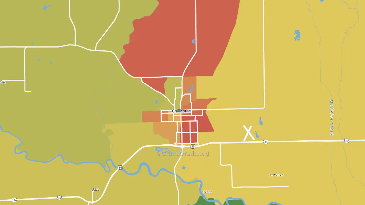 Chillicothe, MO Map of Vandalism Rates
