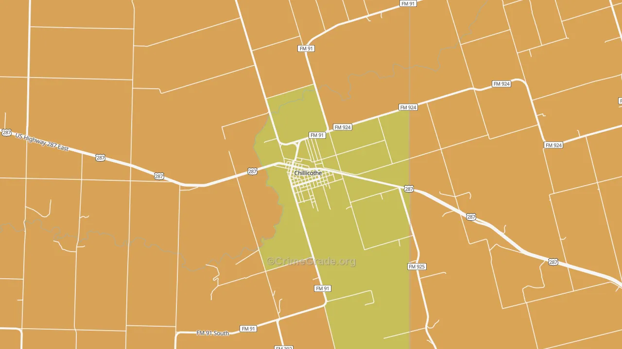 Chillicothe, TX Map of Vandalism Rates