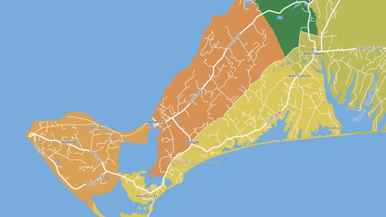 Chilmark, MA Map of Vandalism Rates