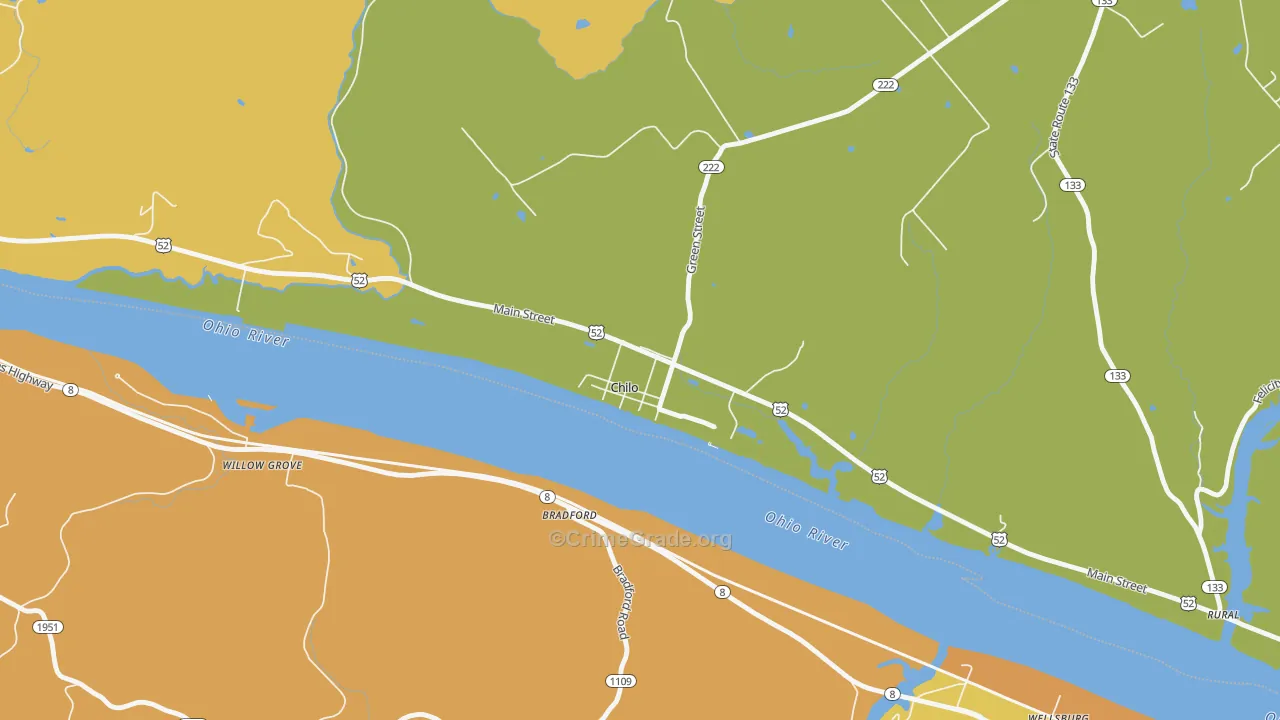 Chilo, OH Map of Vandalism Rates