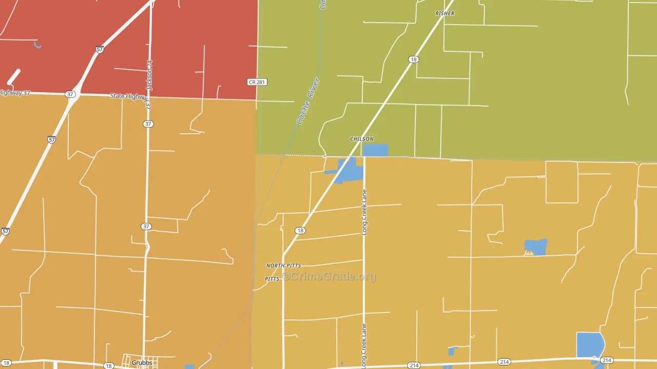 Chilson, AR Map of Vandalism Rates