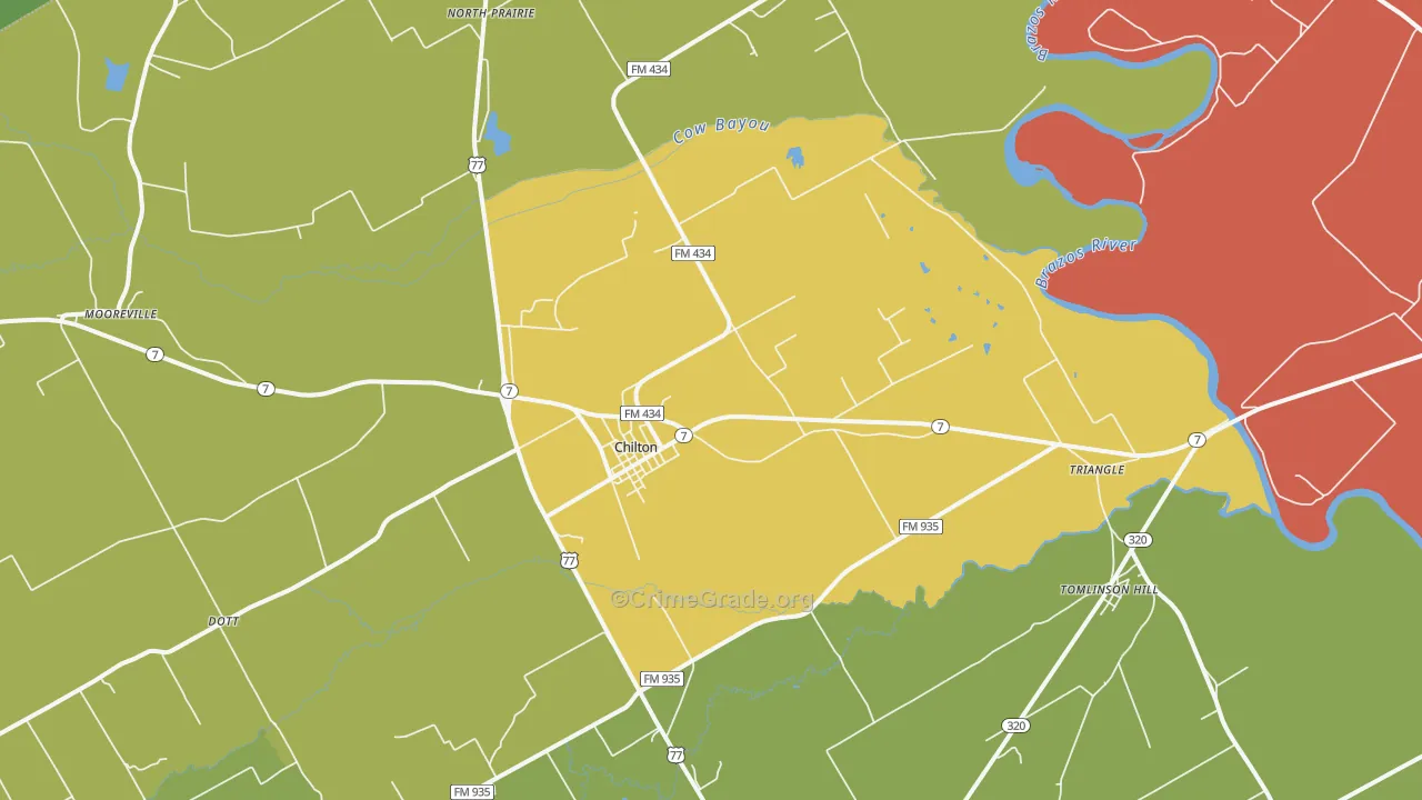 Chilton, TX Map of Vandalism Rates