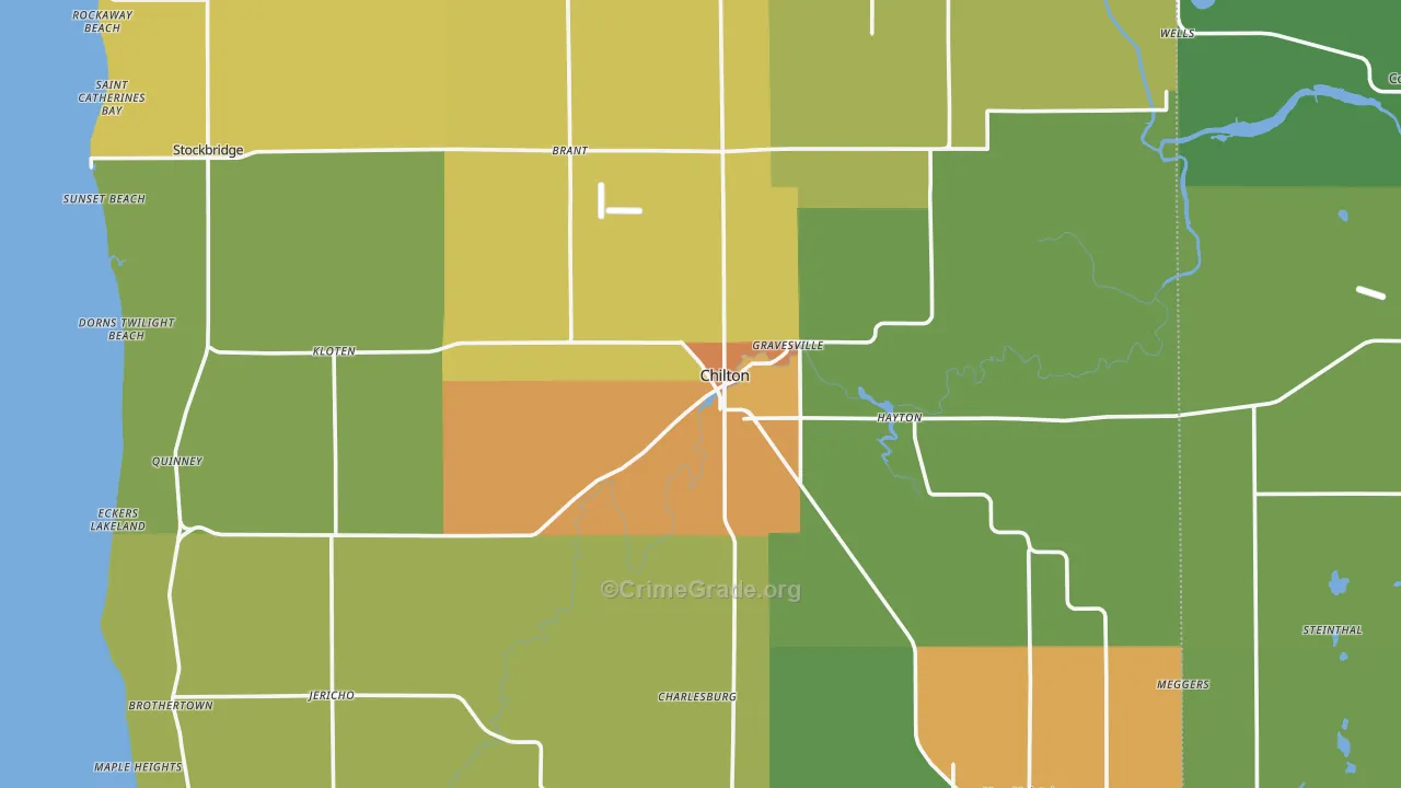 Chilton, WI Map of Vandalism Rates