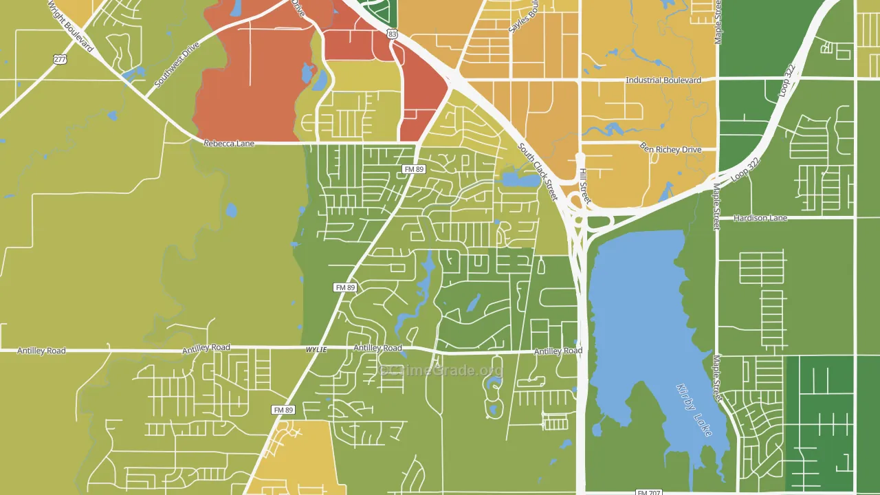 Chimney Rock Area, Abilene, TX Map of Vandalism Rates