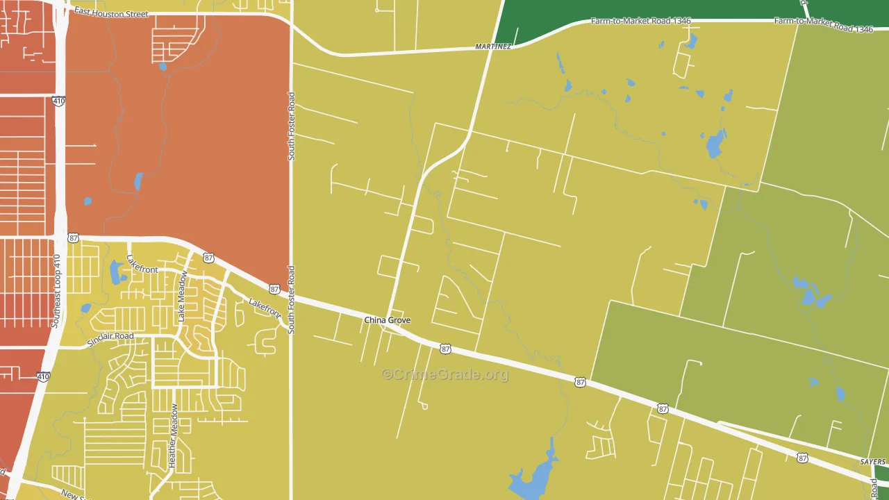 China Grove, TX Map of Vandalism Rates