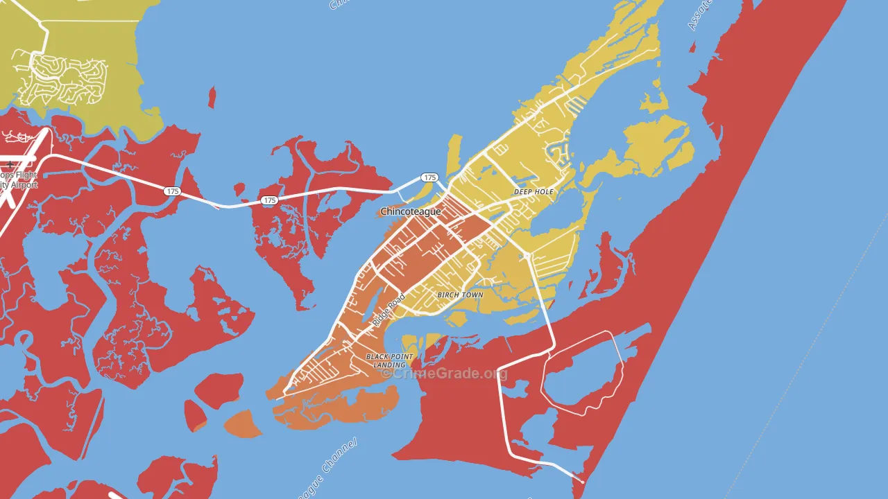 Chincoteague, VA Map of Vandalism Rates
