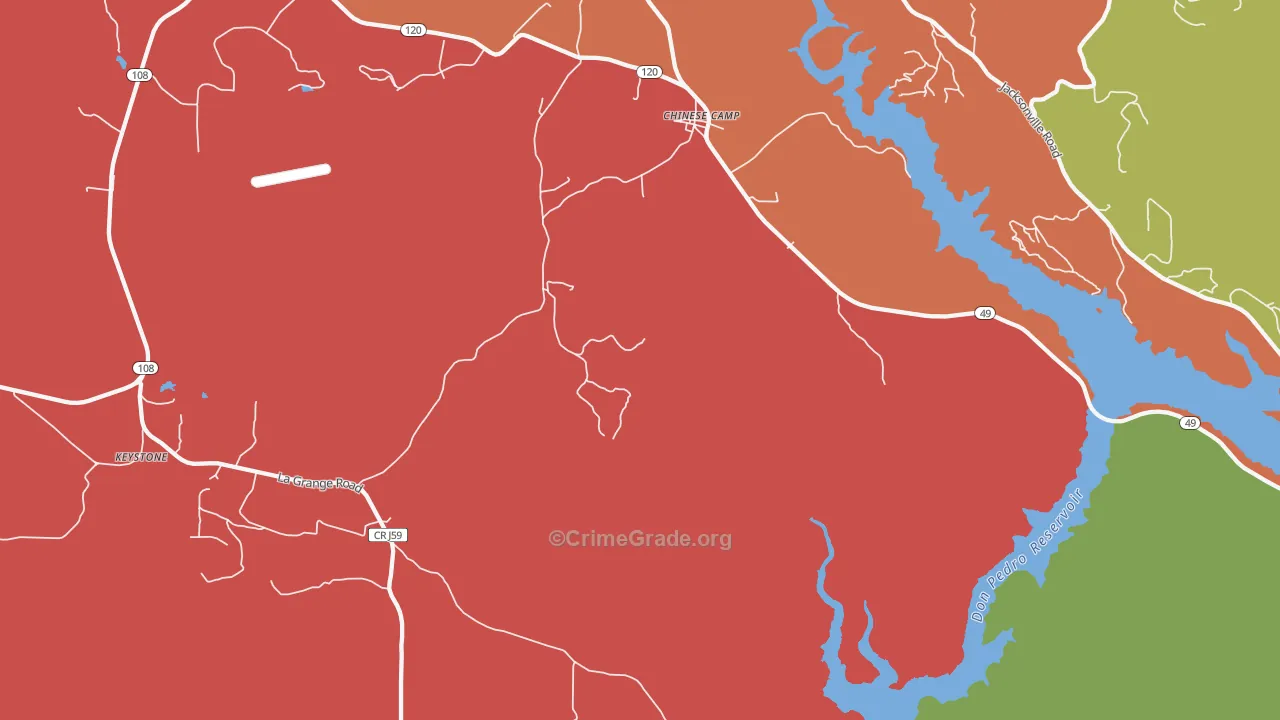 Chinese Camp, CA Map of Vandalism Rates