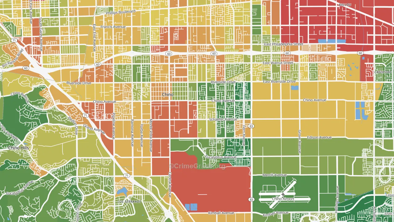 Chino, CA Map of Vandalism Rates