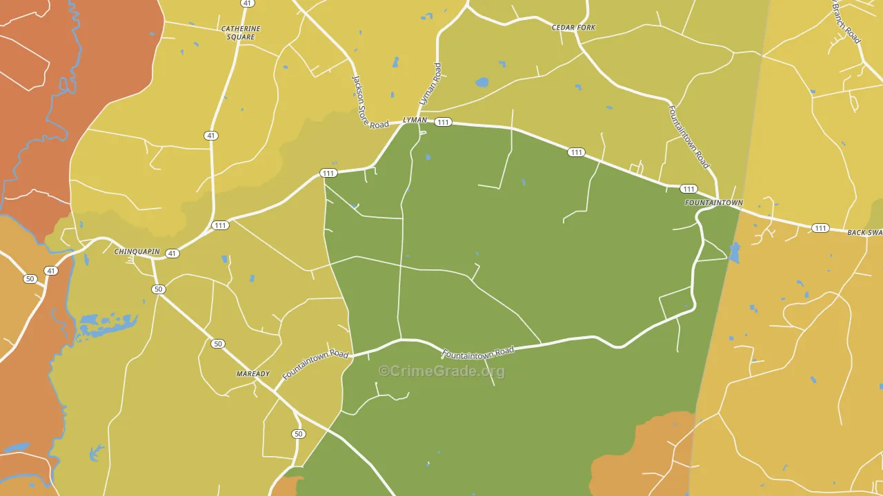 Chinquapin, NC Map of Vandalism Rates