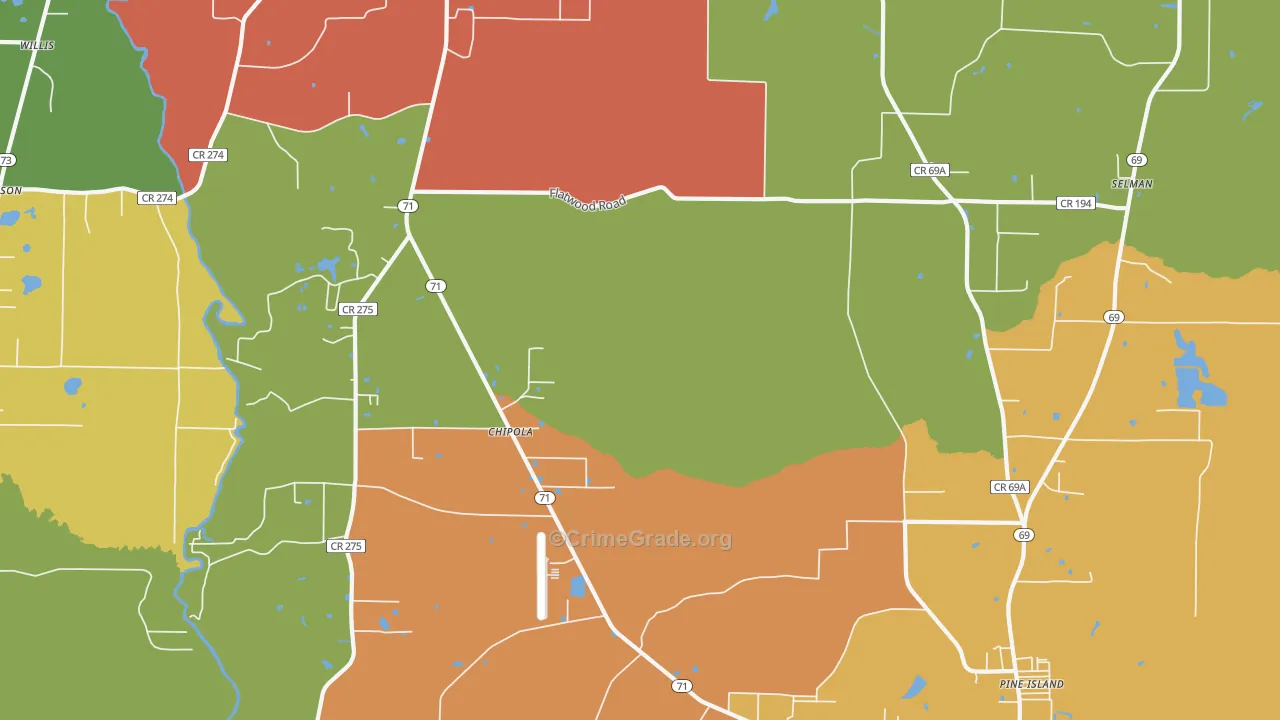 Chipola, FL Map of Vandalism Rates
