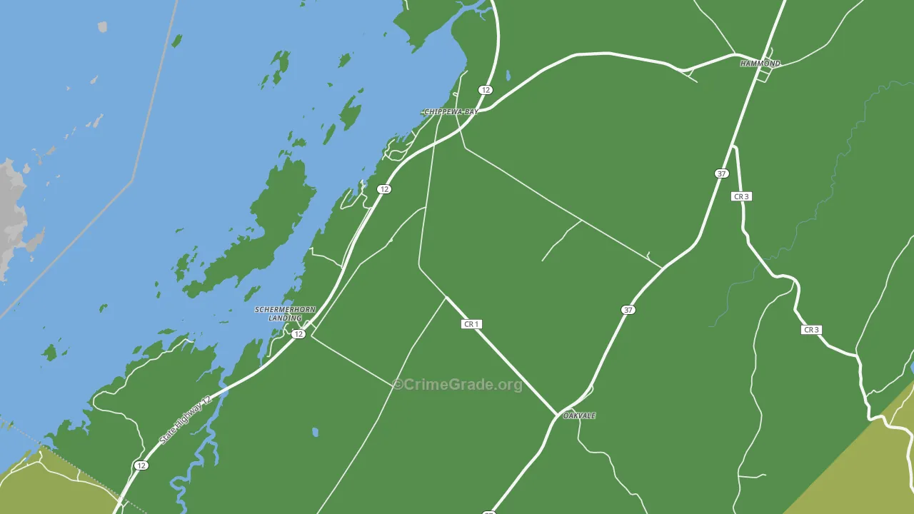 Chippewa Bay, NY Map of Vandalism Rates