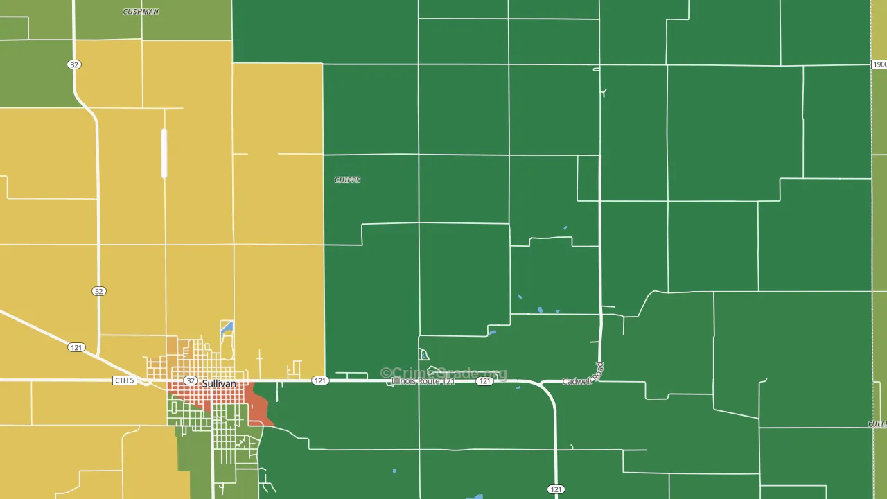 Chipps, IL Map of Vandalism Rates