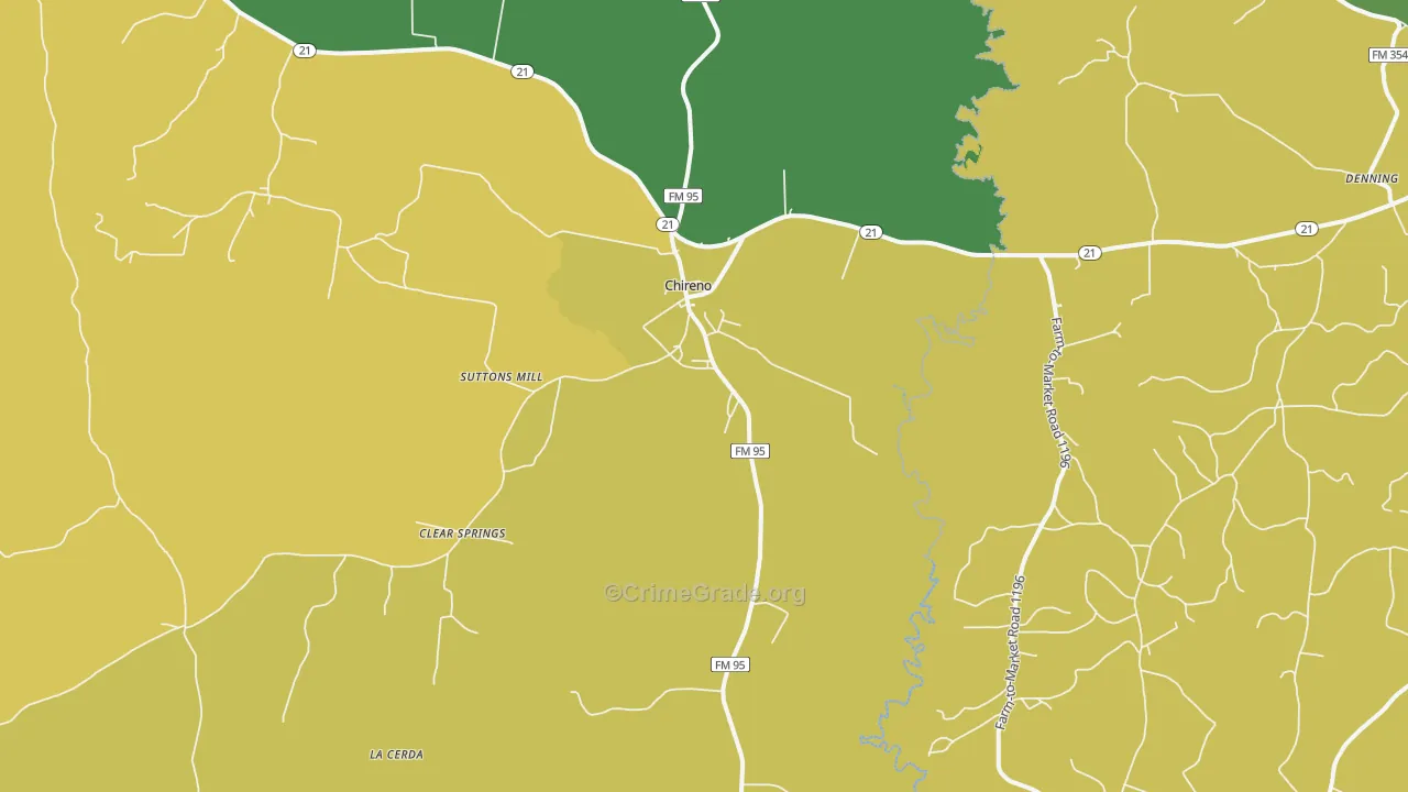 Chireno, TX Map of Vandalism Rates