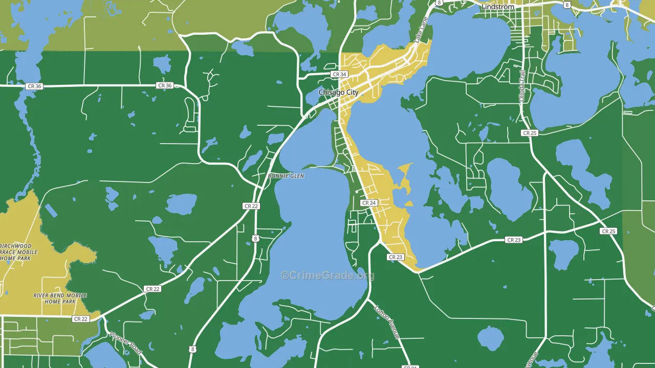 Chisago City, MN Map of Vandalism Rates