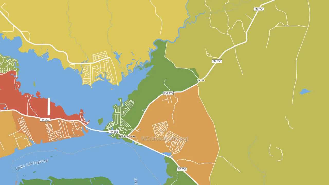 Chita, TX Map of Vandalism Rates