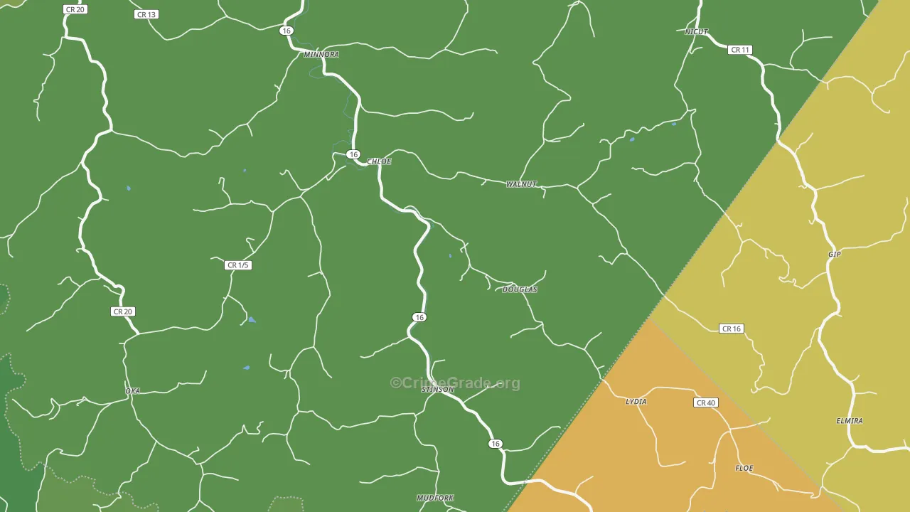 Chloe, WV Map of Vandalism Rates