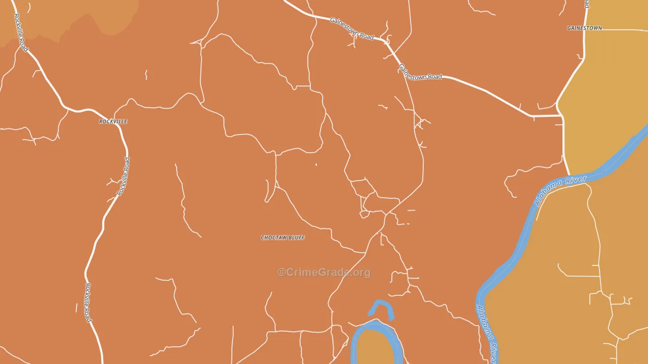 Choctaw Bluff, AL Map of Vandalism Rates