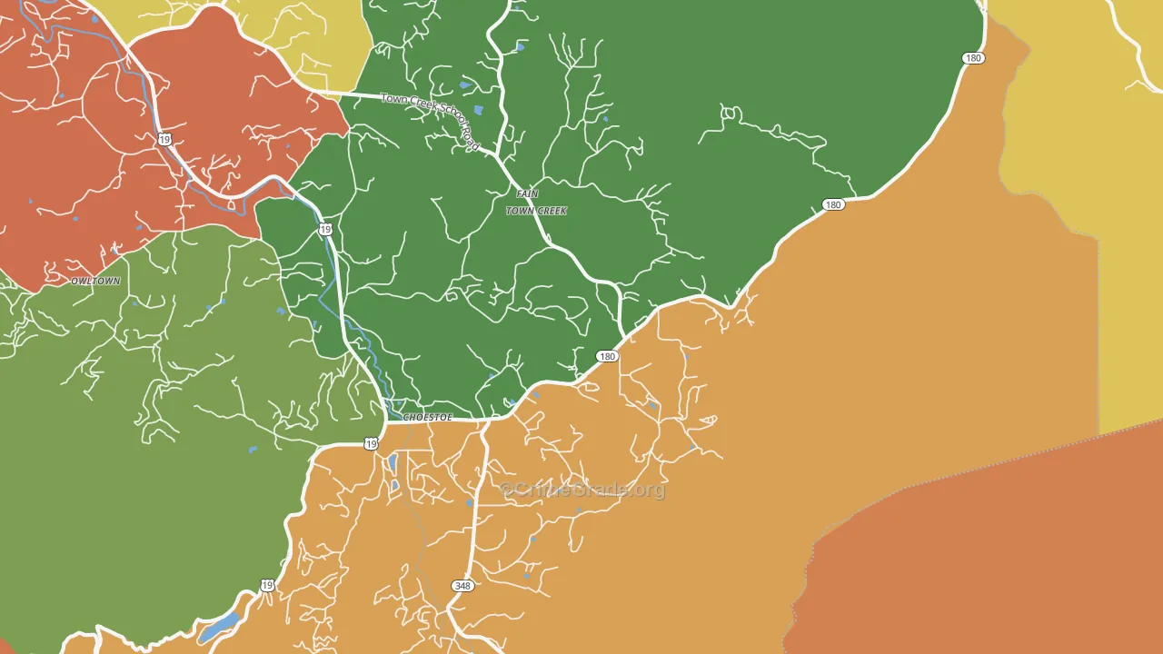 Choestoe, GA Map of Vandalism Rates