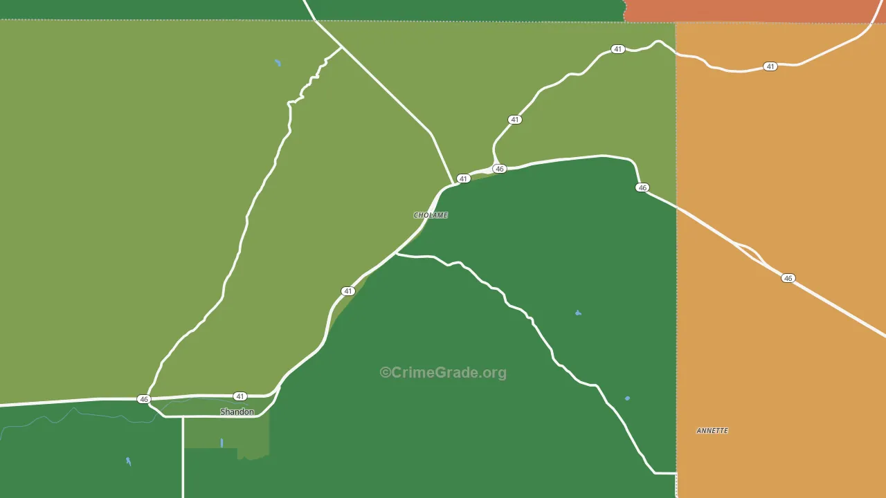 Cholame, CA Map of Vandalism Rates