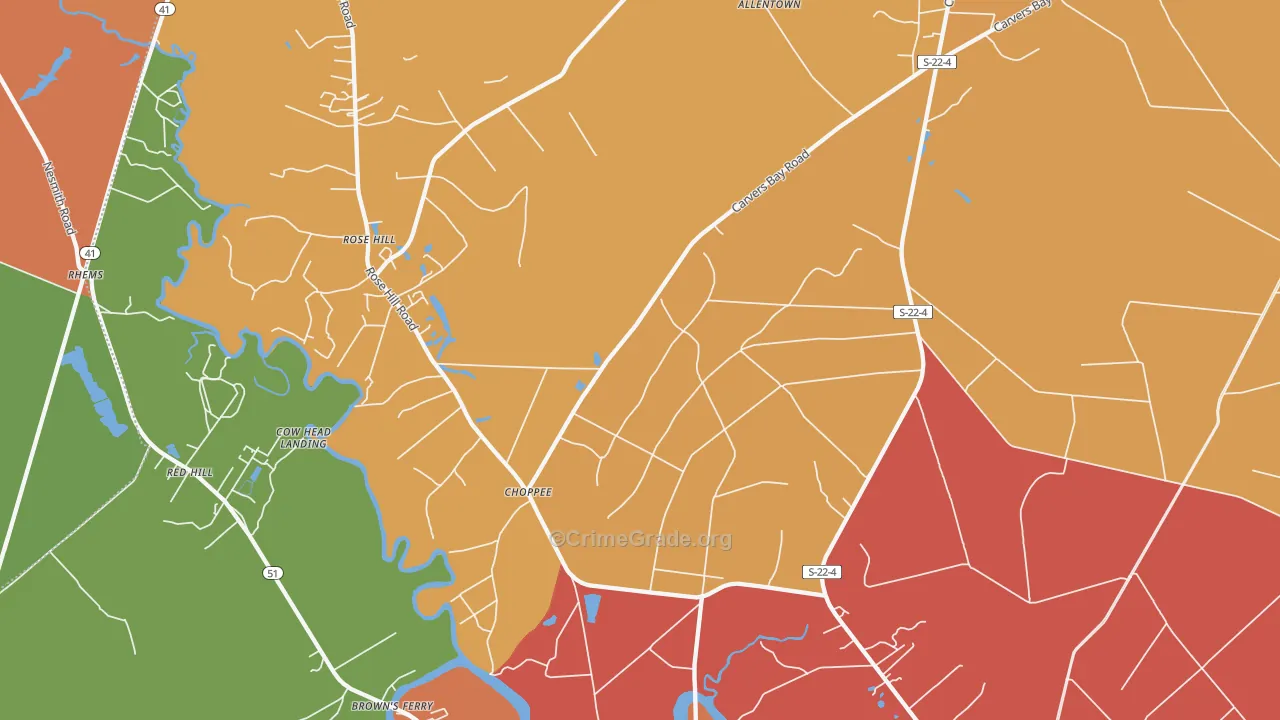 Choppee, SC Map of Vandalism Rates