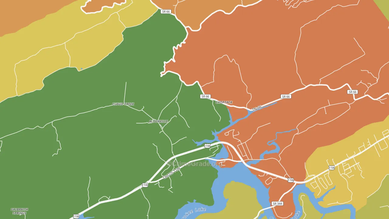 Choptack, TN Map of Vandalism Rates