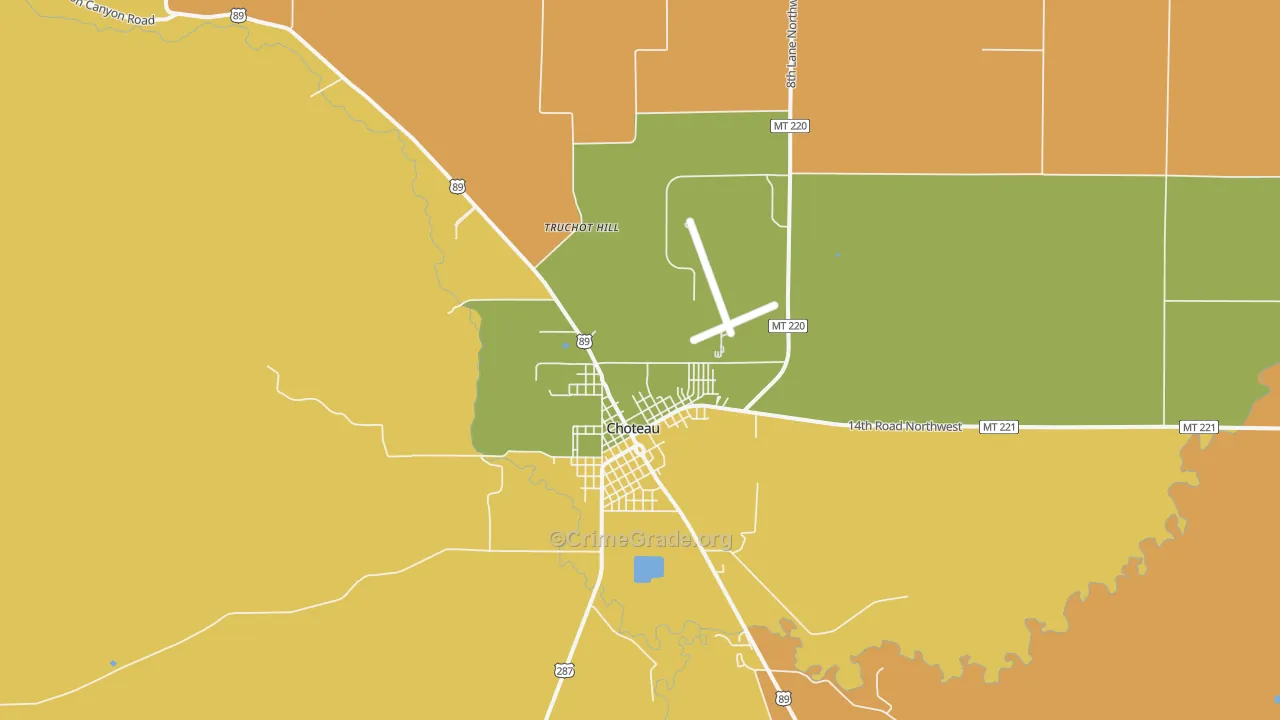 Choteau Junction, MT Map of Vandalism Rates