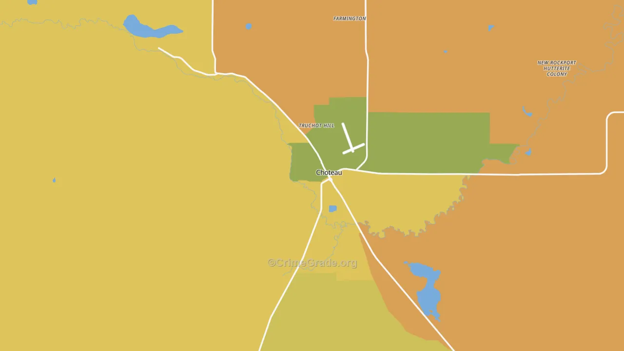 Choteau, MT Map of Vandalism Rates