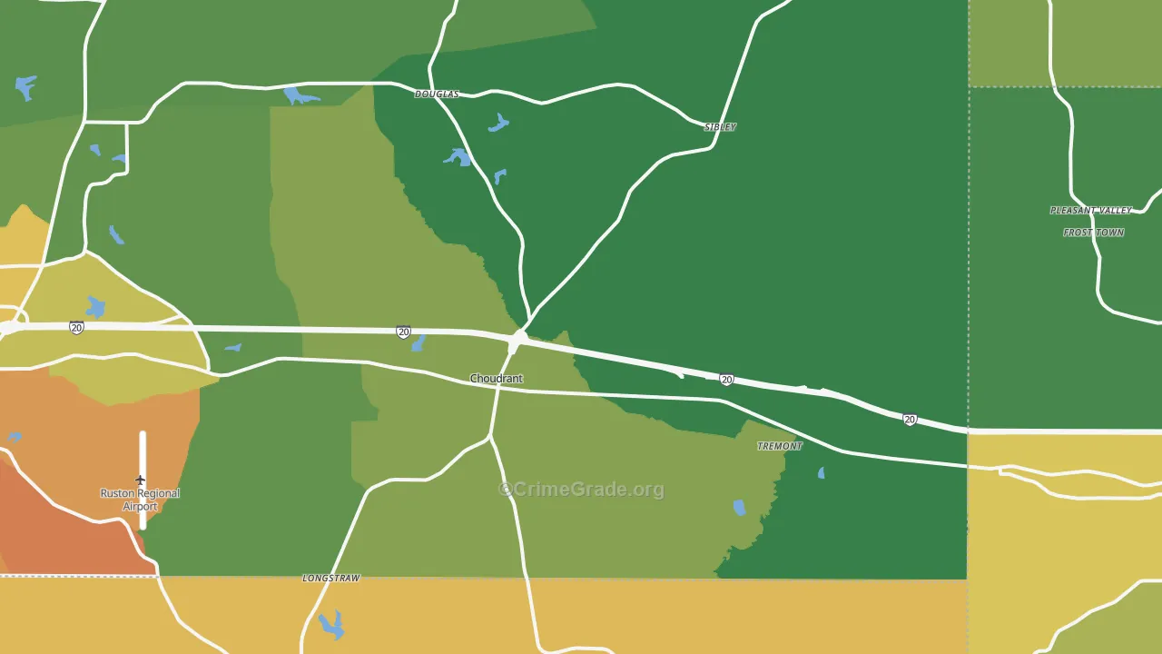Choudrant, LA Map of Vandalism Rates