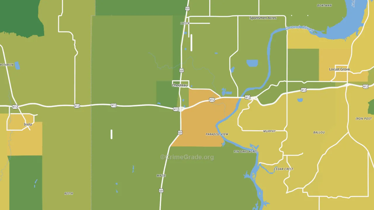 Chouteau, OK Map of Vandalism Rates