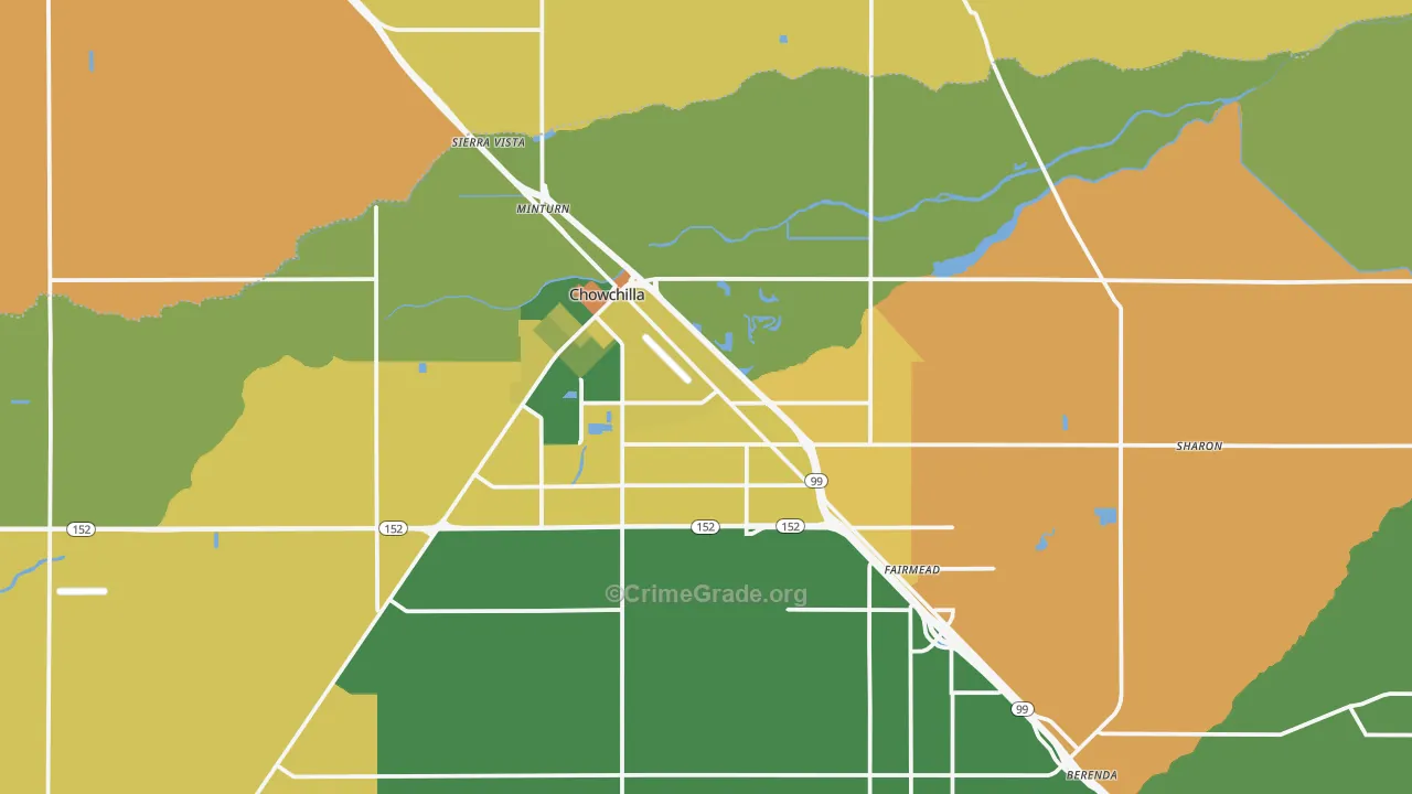 Chowchilla, CA Map of Vandalism Rates