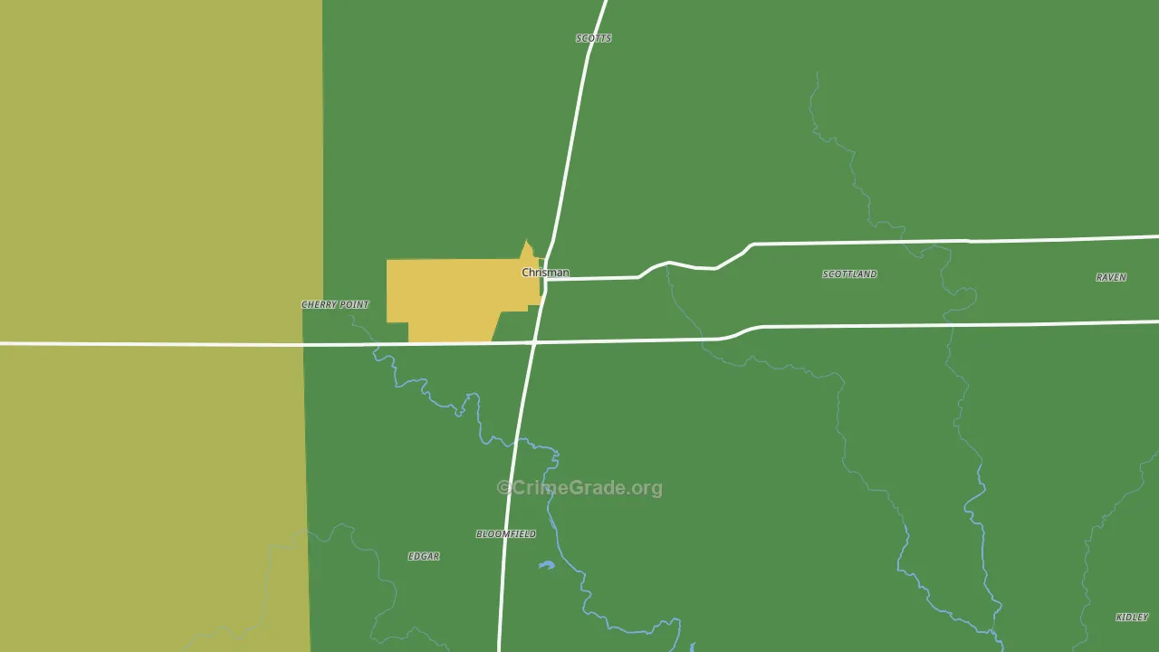 Chrisman, IL Map of Vandalism Rates