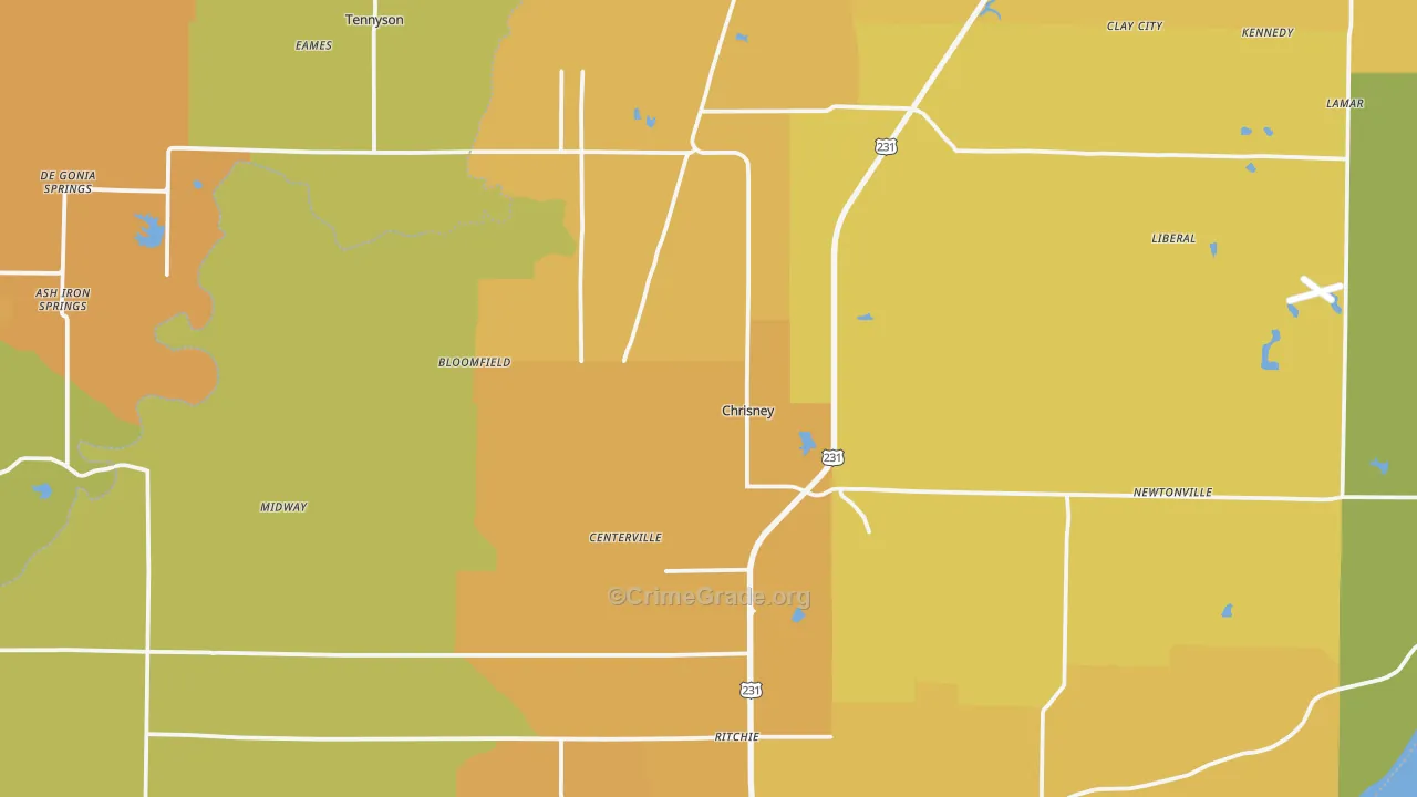 Chrisney, IN Map of Vandalism Rates