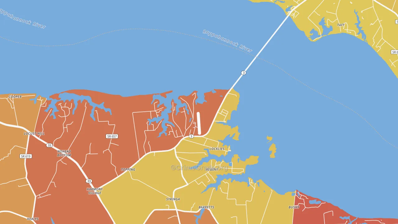 Christchurch, VA Map of Vandalism Rates