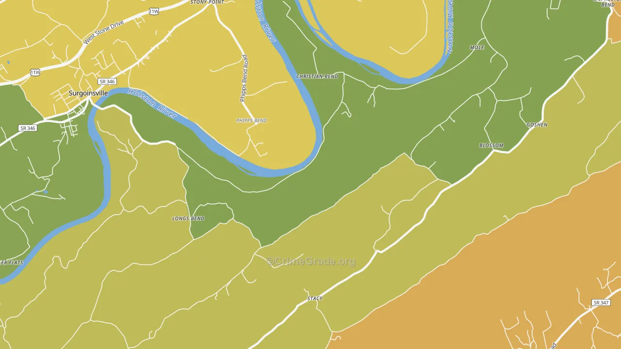 Christian Bend, TN Map of Vandalism Rates