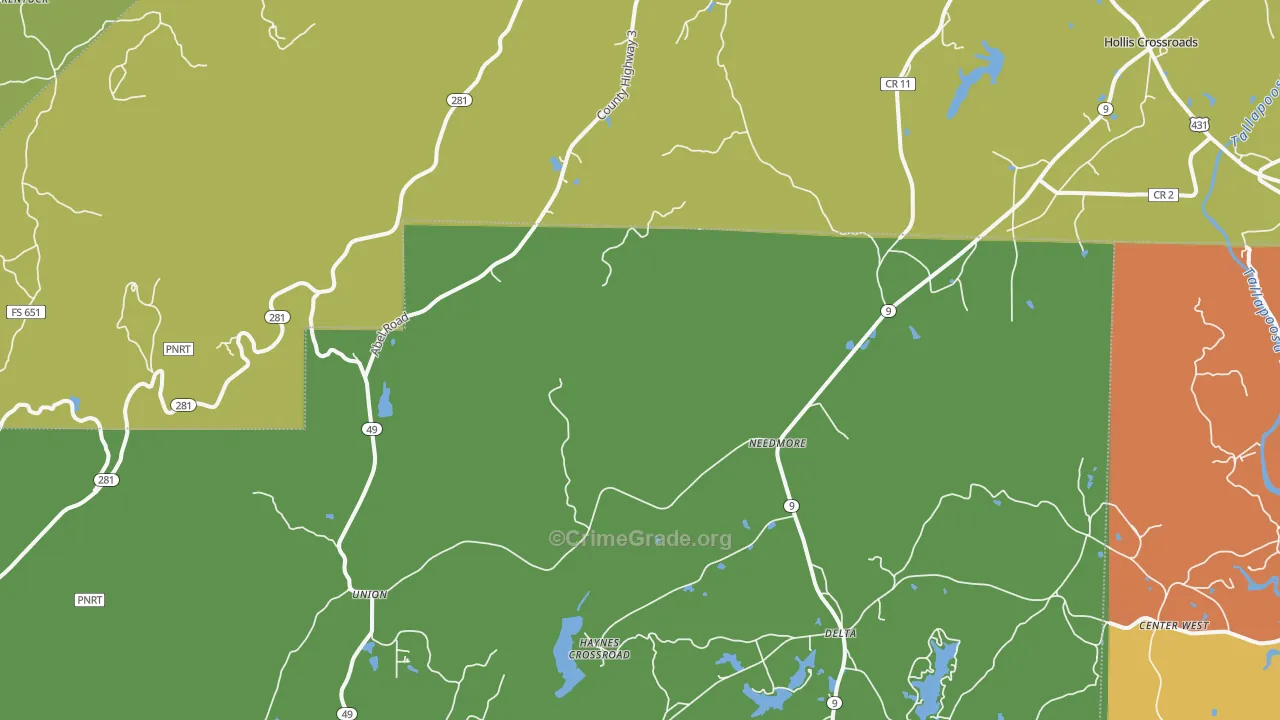 Christiana, AL Map of Vandalism Rates