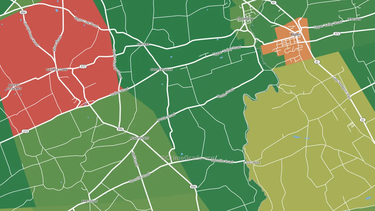 Christiana, PA Map of Vandalism Rates