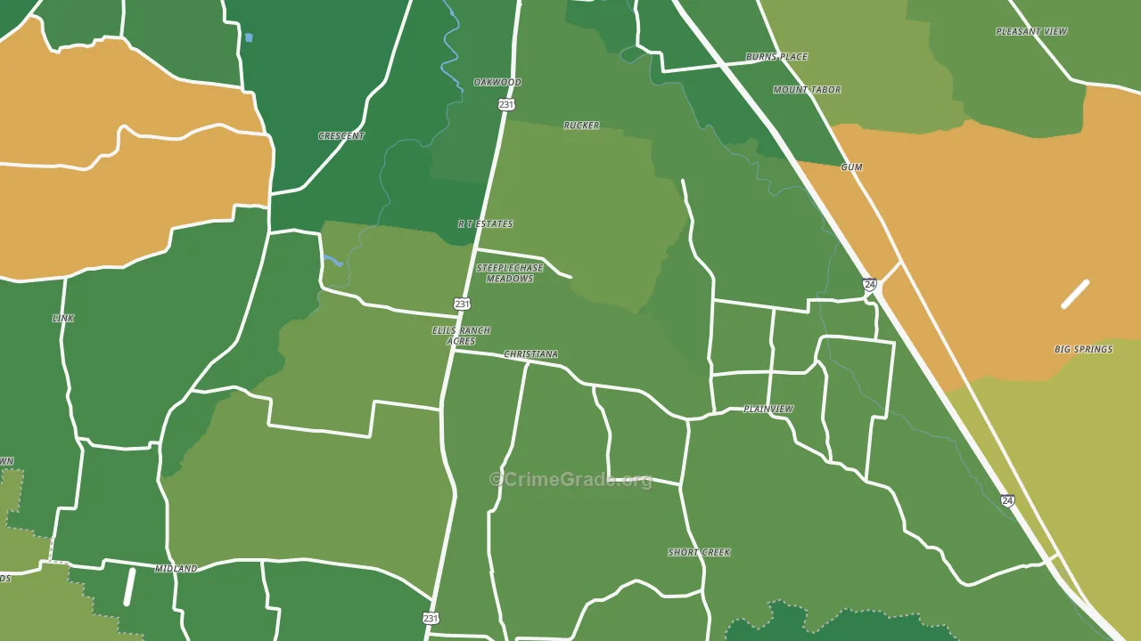 Christiana, TN Map of Vandalism Rates
