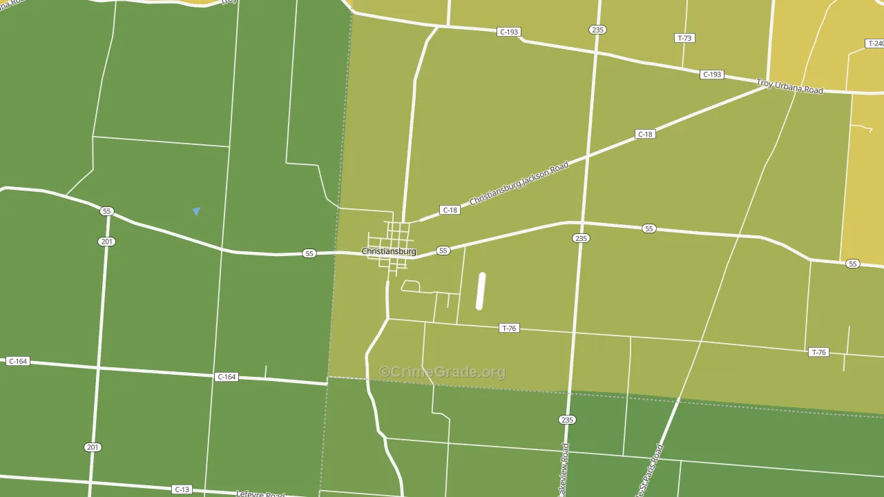 Christiansburg, OH Map of Vandalism Rates