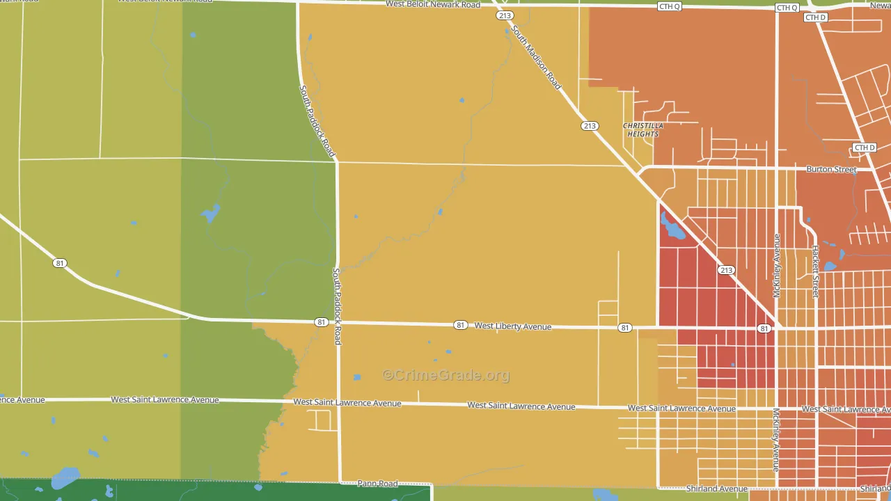 Christilla Heights, WI Map of Vandalism Rates