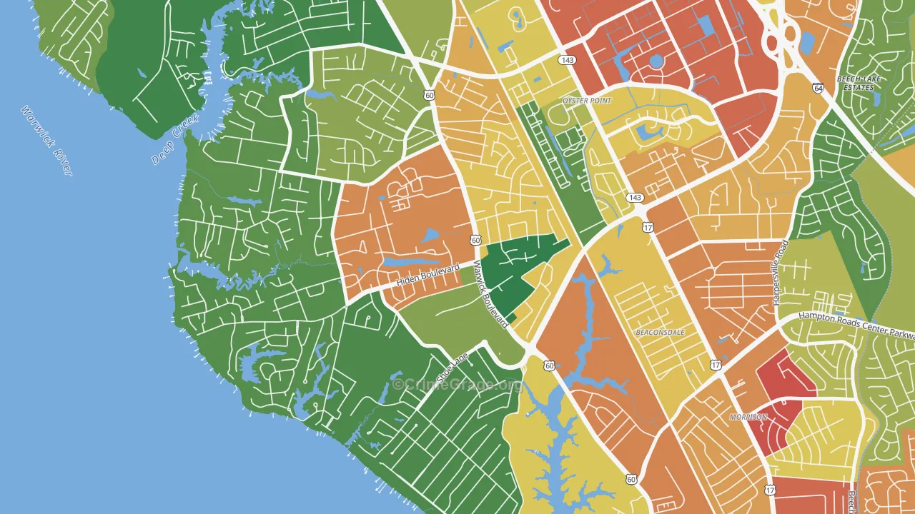 Christopher Newport, Newport News, VA Map of Vandalism Rates