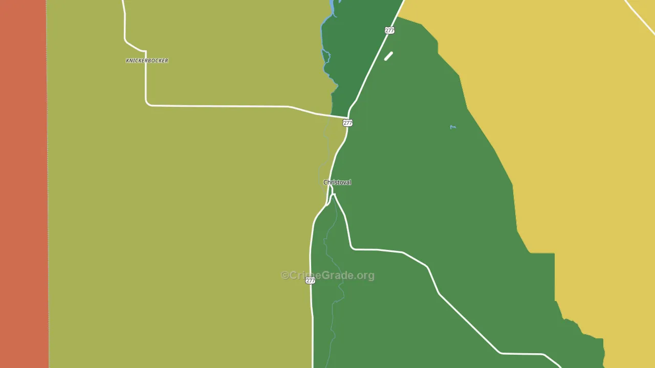Christoval, TX Map of Vandalism Rates
