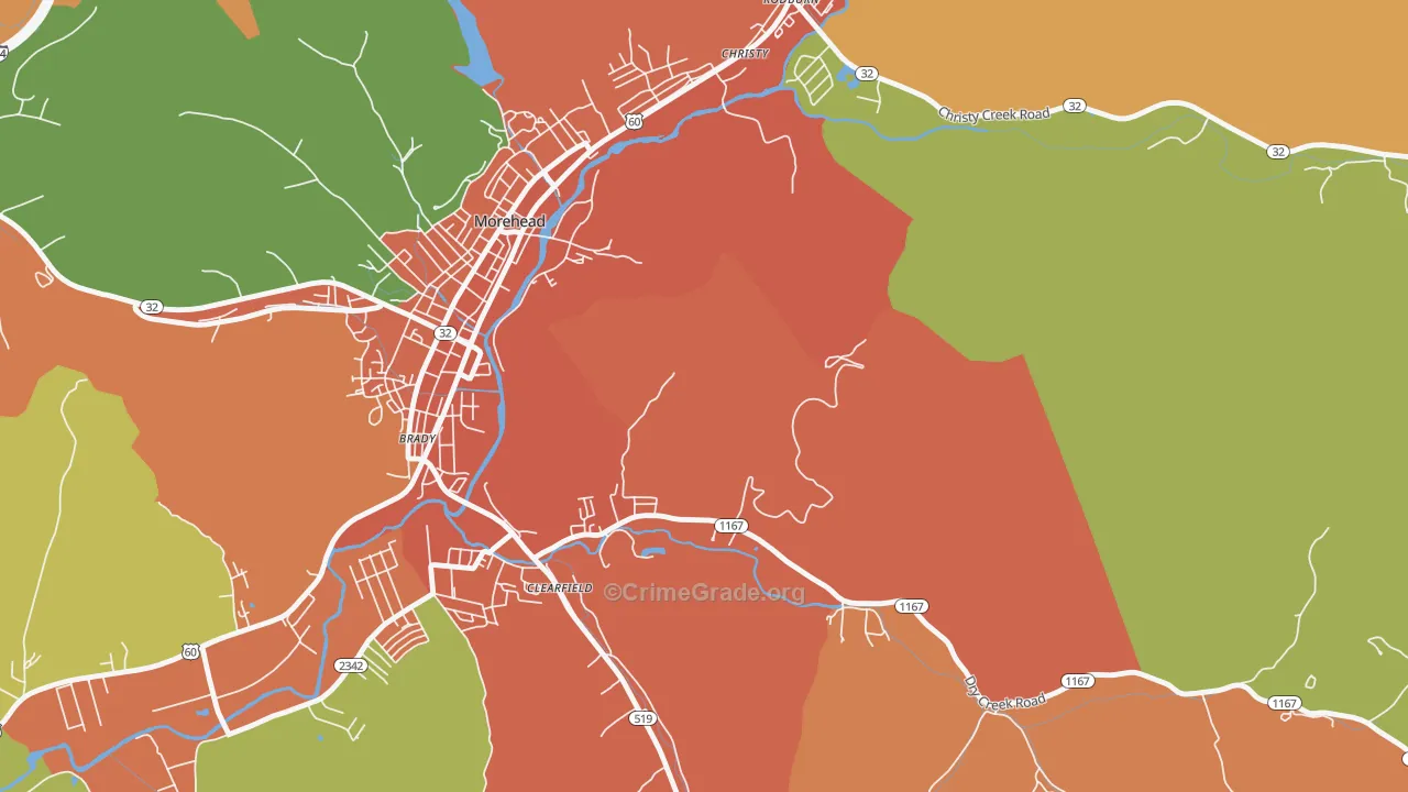 Christy, KY Map of Vandalism Rates