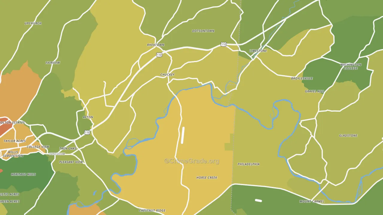Chuckey, TN Map of Vandalism Rates