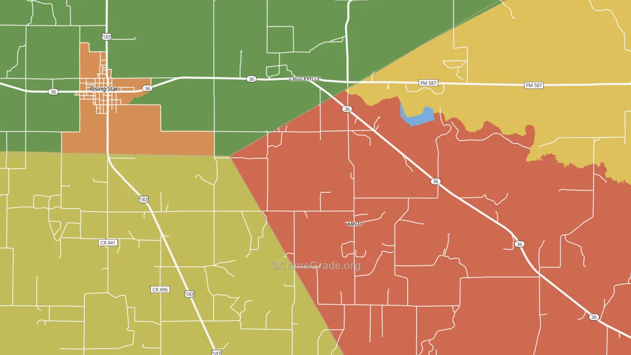 Chuckville, TX Map of Vandalism Rates