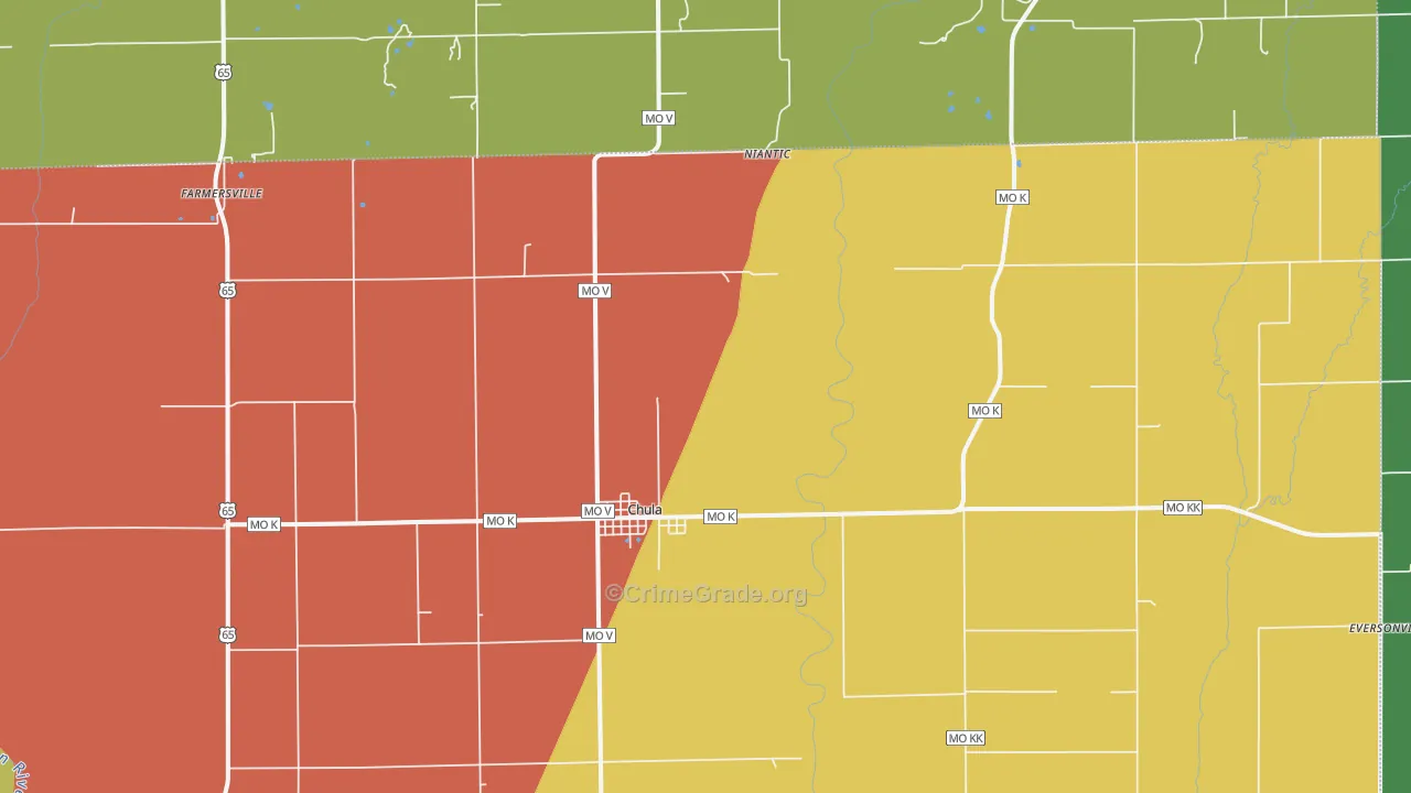 Chula, MO Map of Vandalism Rates