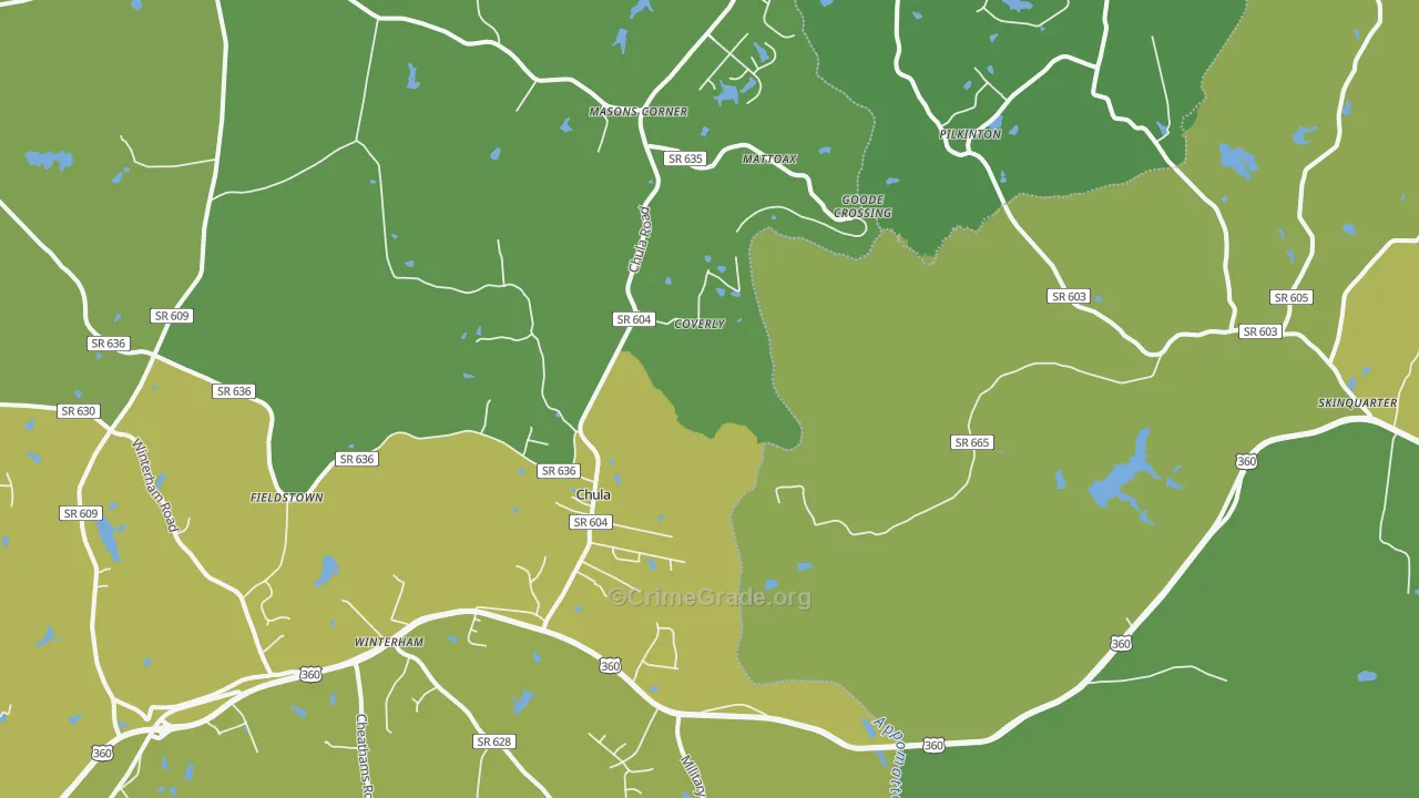 Chula, VA Map of Vandalism Rates