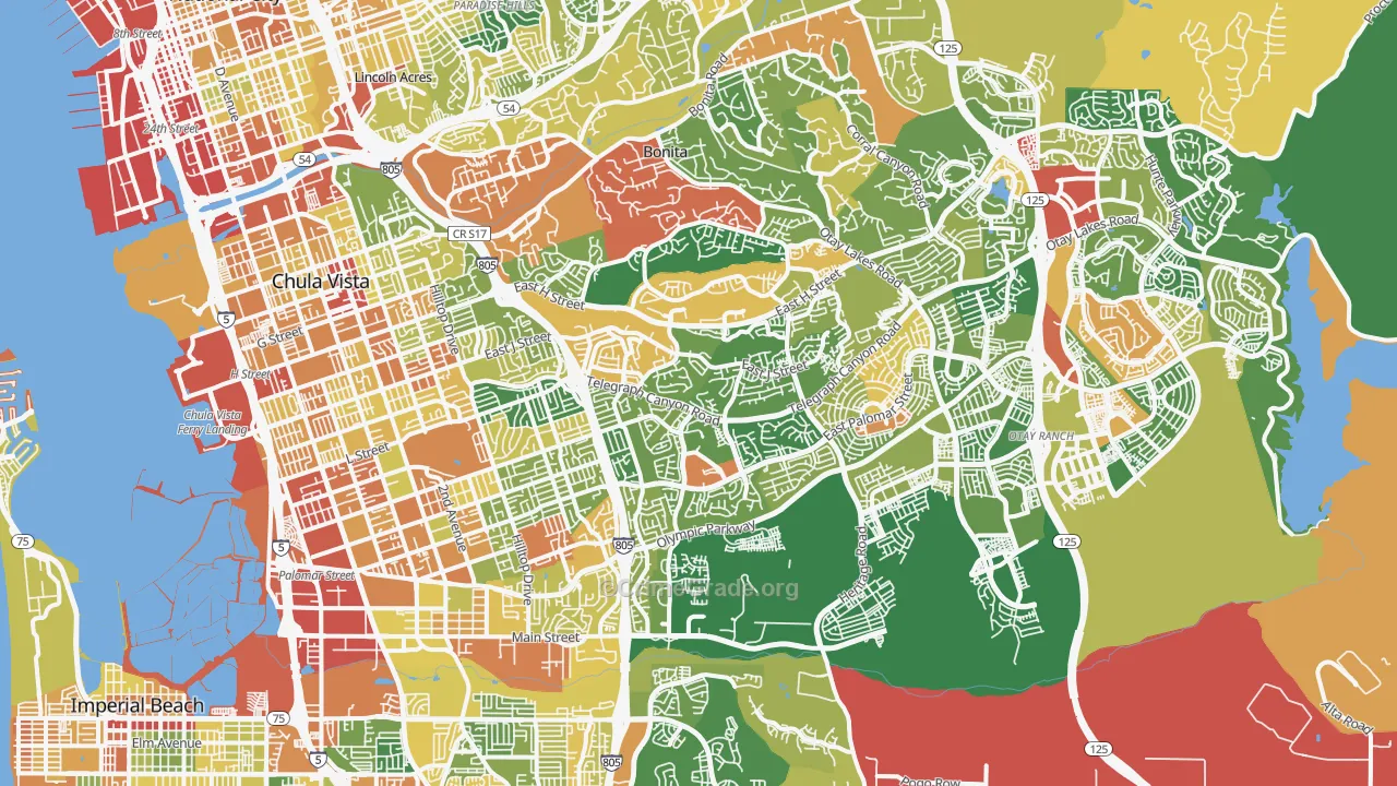 Chula Vista, CA Map of Vandalism Rates