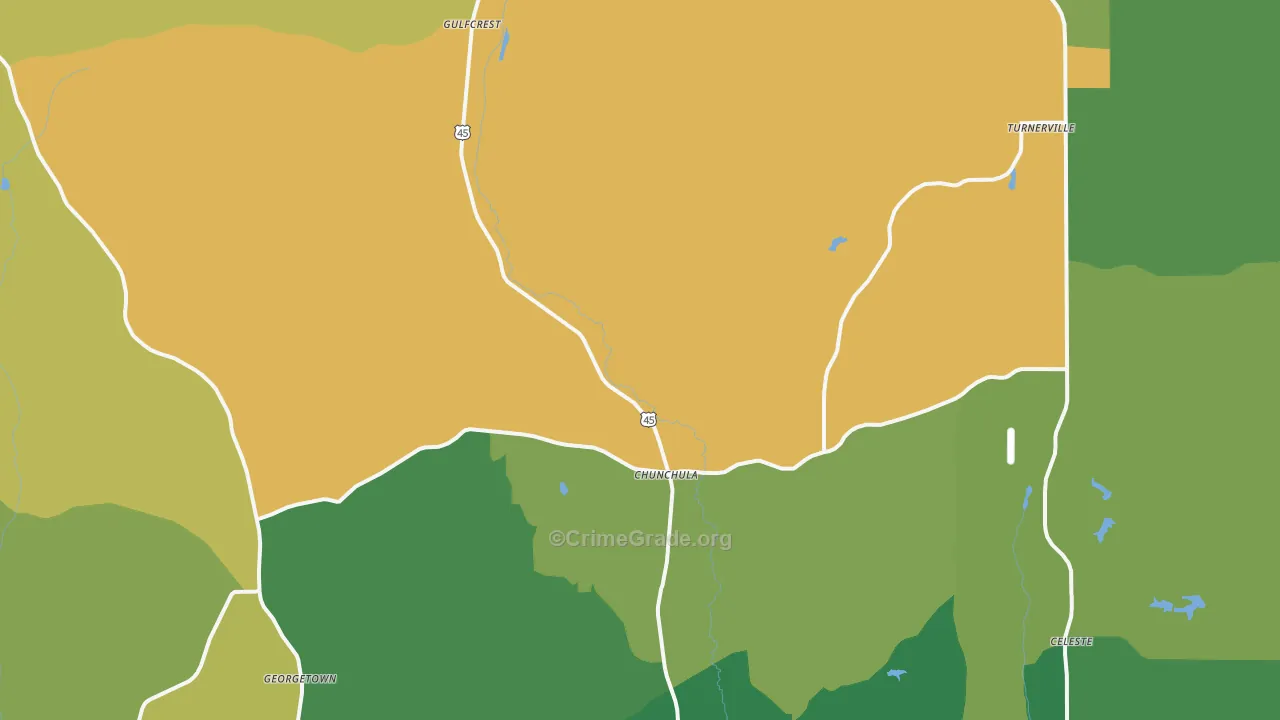 Chunchula, AL Map of Vandalism Rates