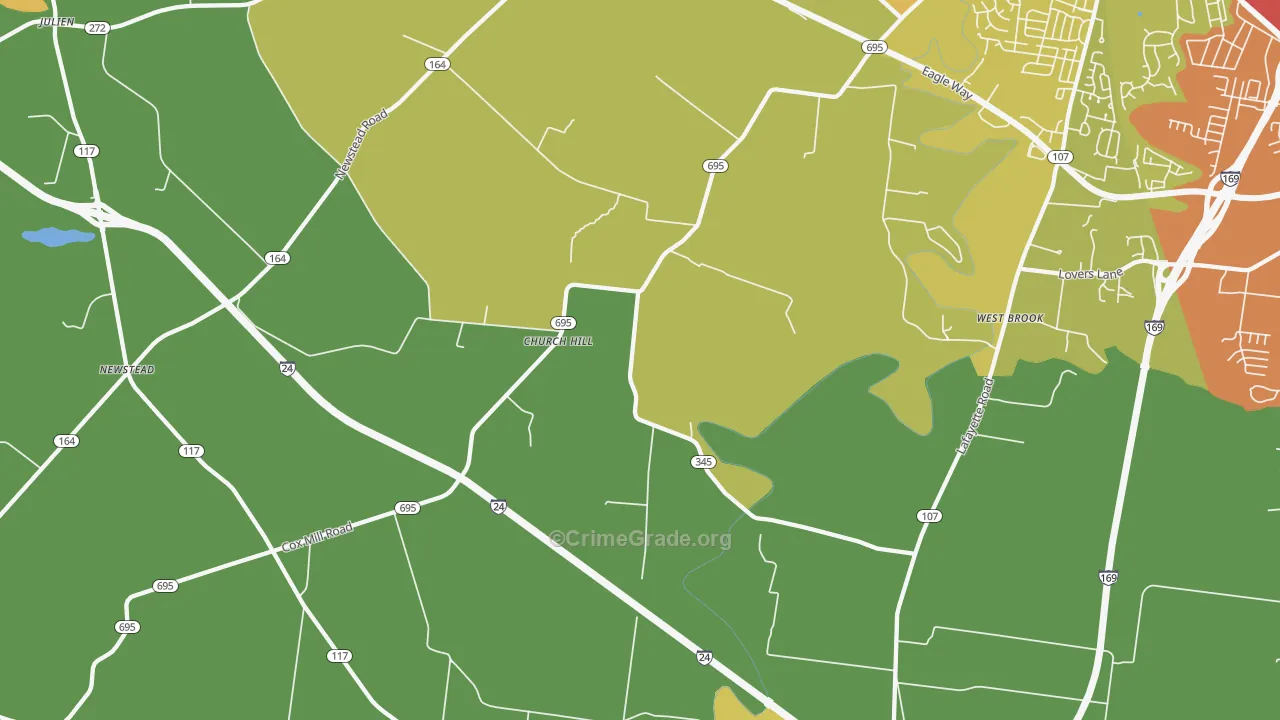 Church Hill, KY Map of Vandalism Rates